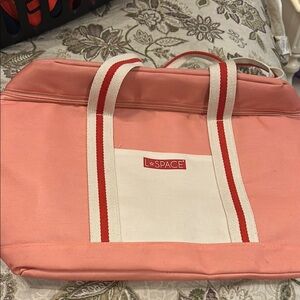 L*Space Pink and White Tote with Canvas Handles